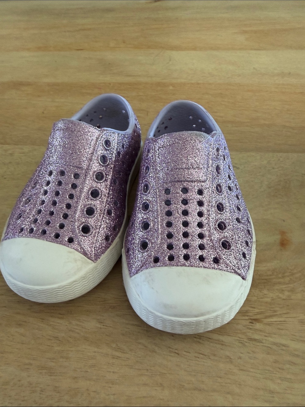 Toddler size 5 native shoes purple sparkle